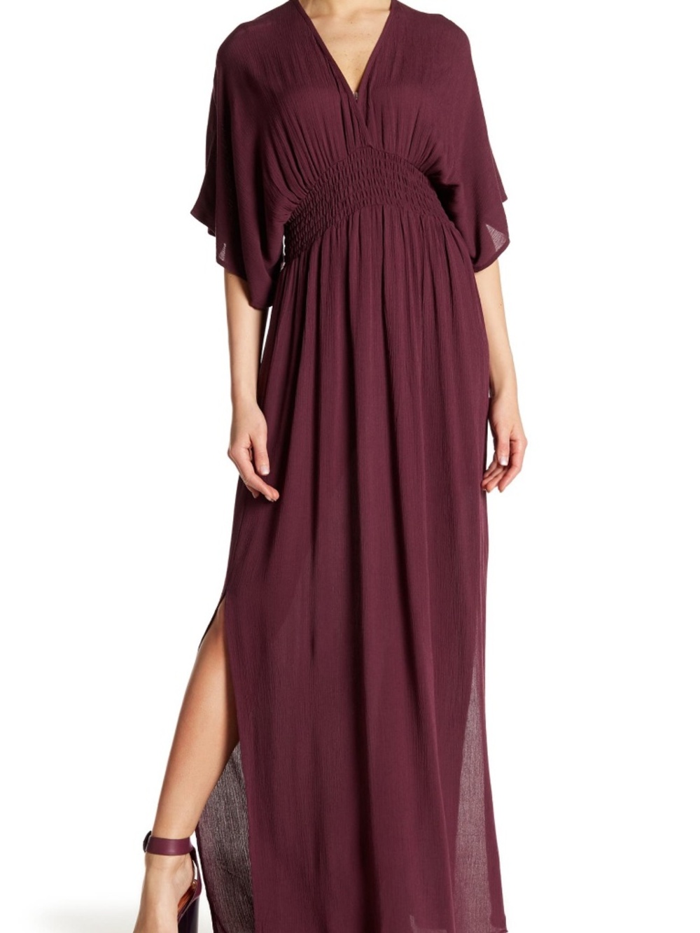 Lovestitch Starchild Gauze Kimono Sleeve Maxi Dress, Maroon, Size M/L EUC